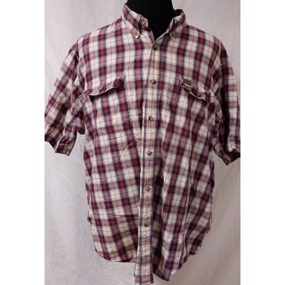 Wrangler Riggs Workwear Mens 3X Red Plaid Short Sleeve Button Up Heavy Shirt - Picture 1 of 11